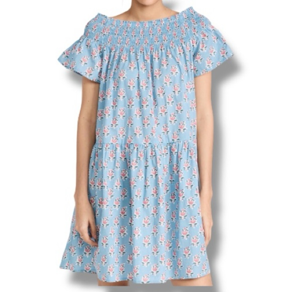 Marea Louise Shortie Dress Blue Pink Floral Size Small